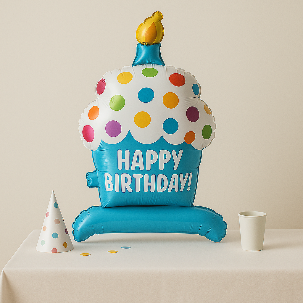 Ballons Anniversaire Cupcake Bleu
