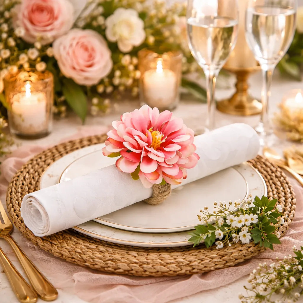 Anneau de Serviette Fleur Rose
