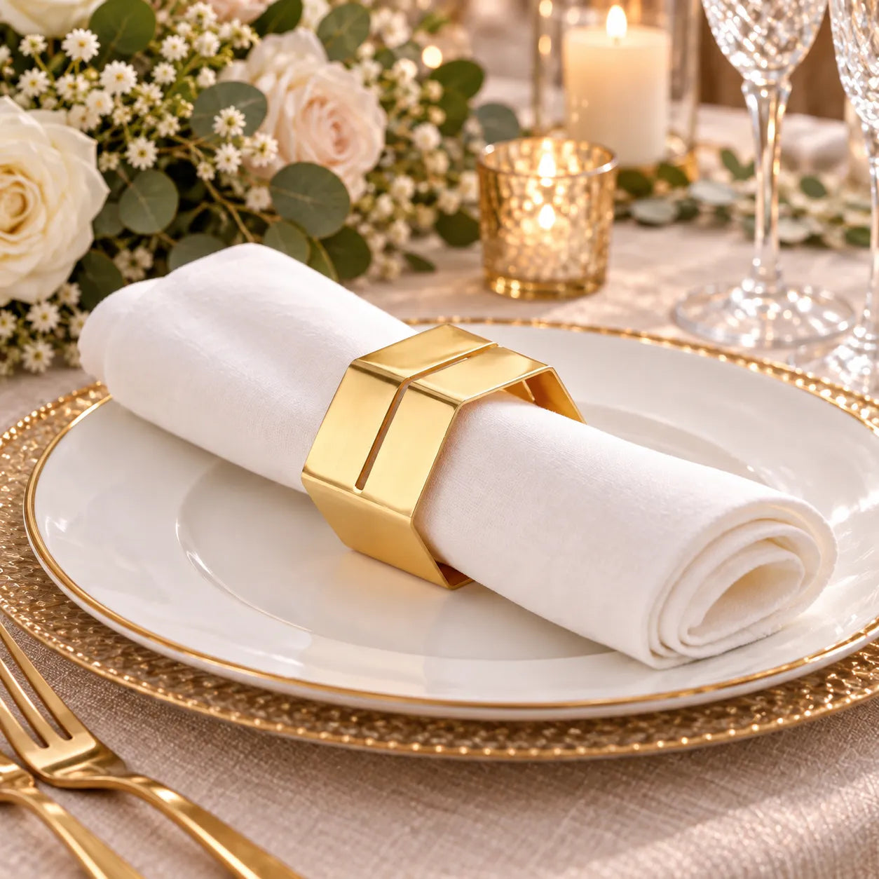 Anneau de Serviette Hexagonal Mariage raffiné