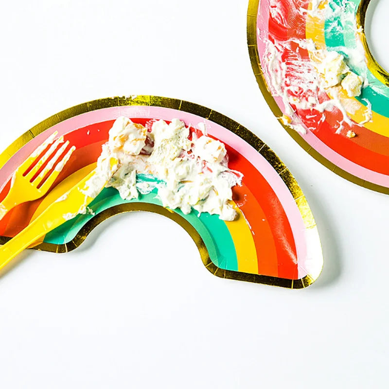 Assiette Anniversaire en Forme Arc-en-ciel Papier 