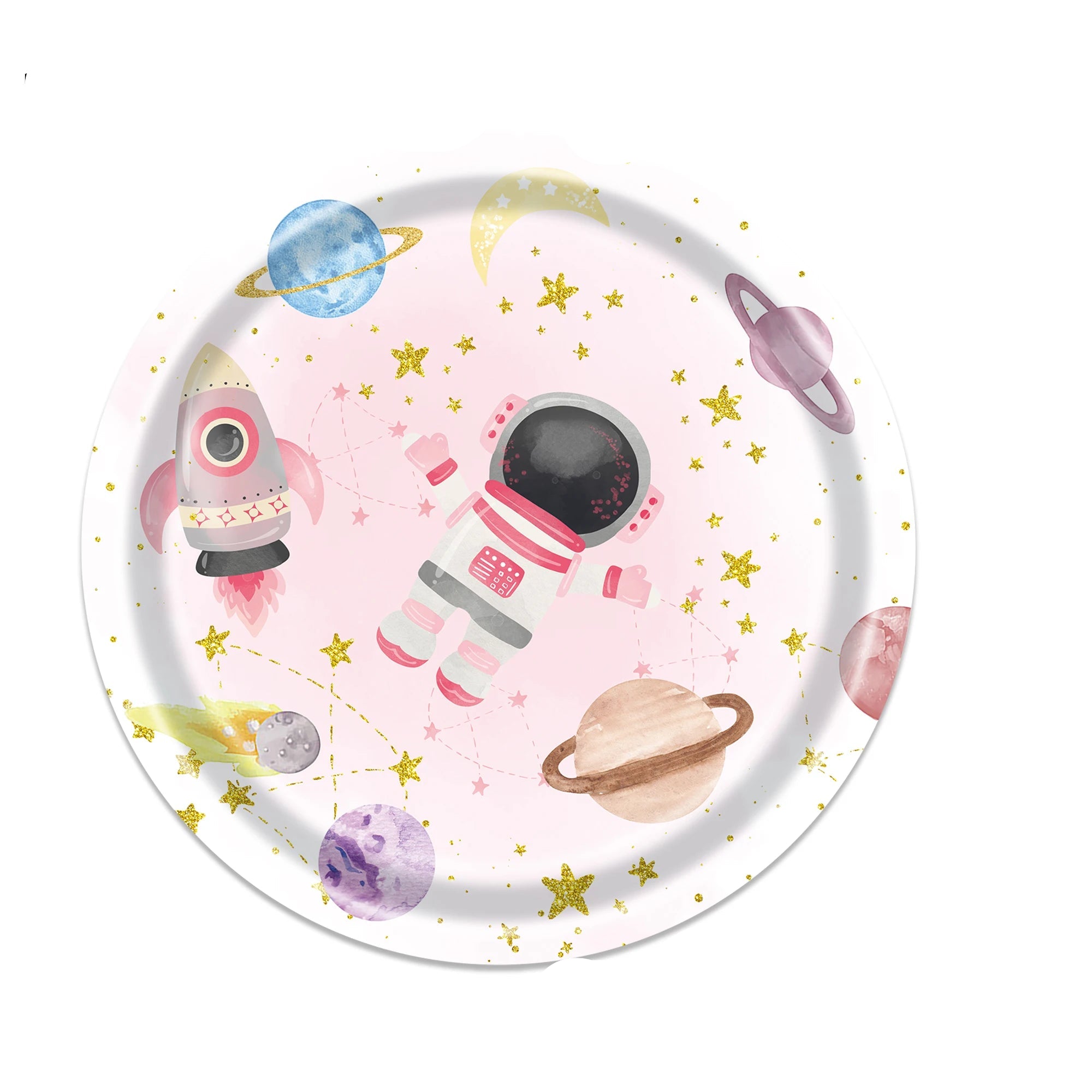 Assiette Astronaute Rose en Papier 
