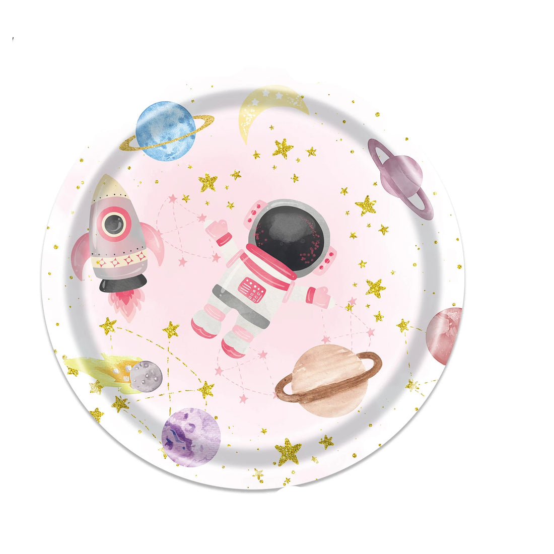 Assiette Astronaute Rose en Papier 