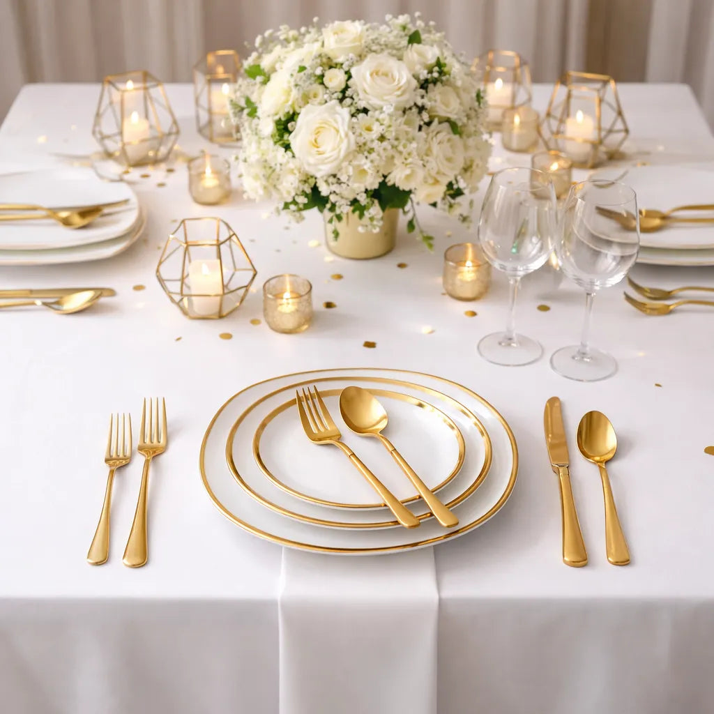 Assiette Céramique Blanc et Doré