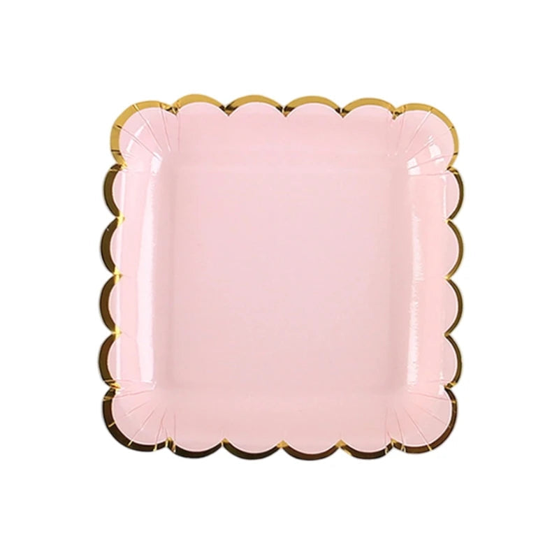 Assiette Carrée Vaisselle Jetable Rose