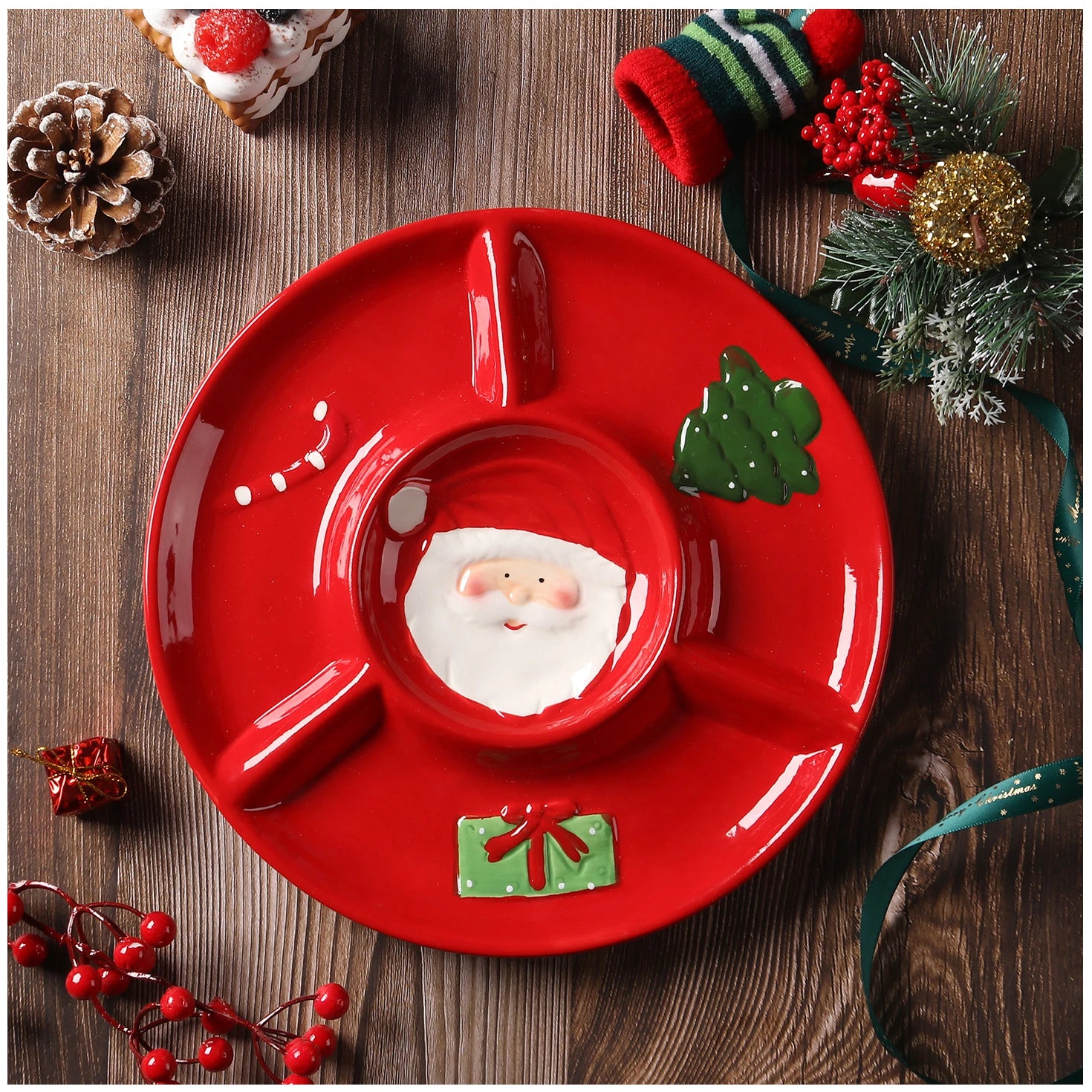 Assiette De Présentation Noël Rouge