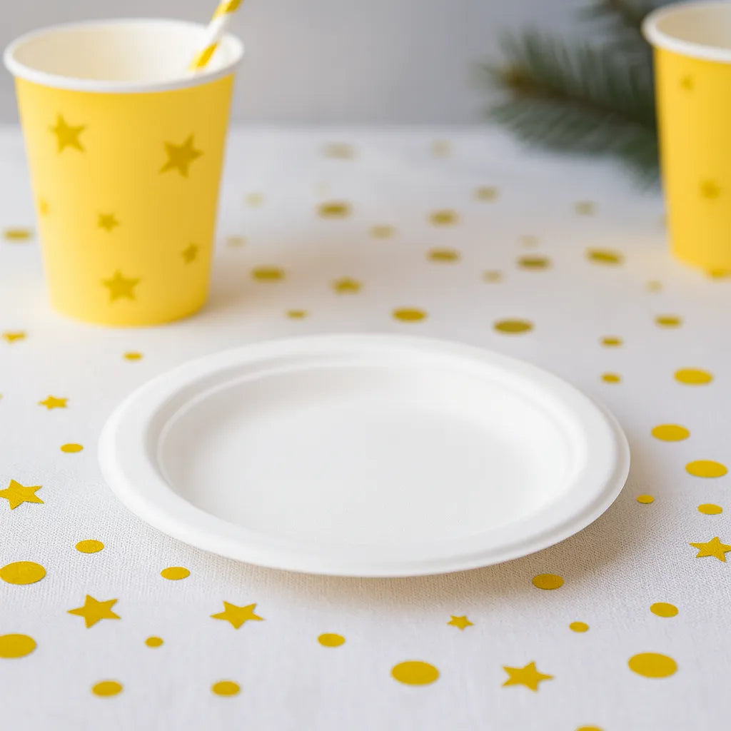 Assiette Jetable Blanche en Papier Uni