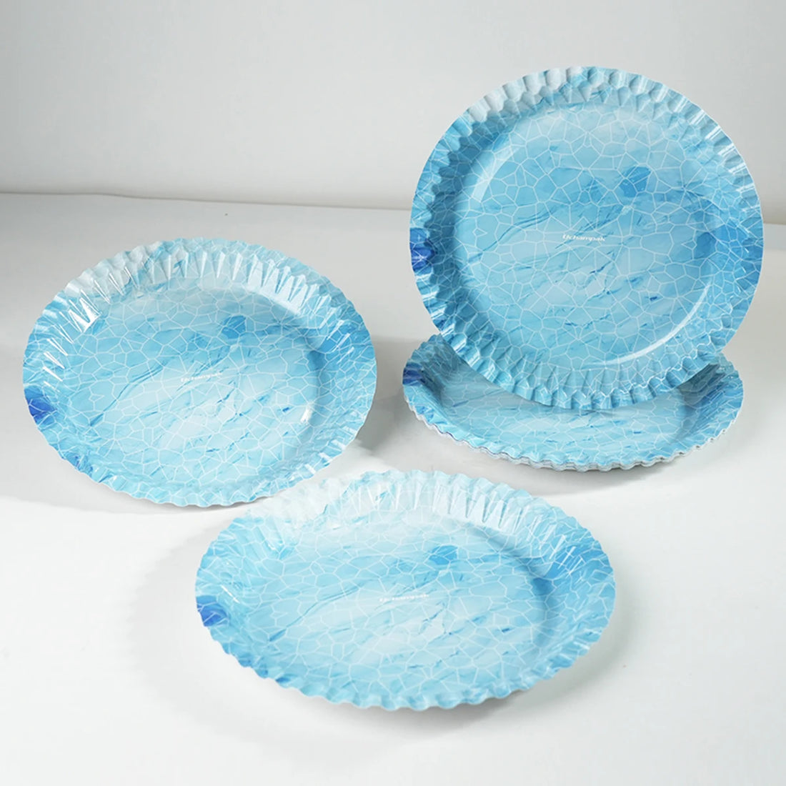 Assiette Jetable Bleue Effet Glacé