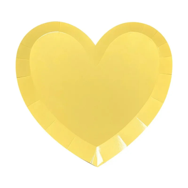 Assiette Jetable Cœur Jaune