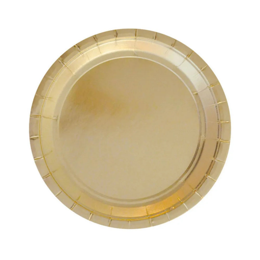 Assiette Jetable Dorée Solide 
