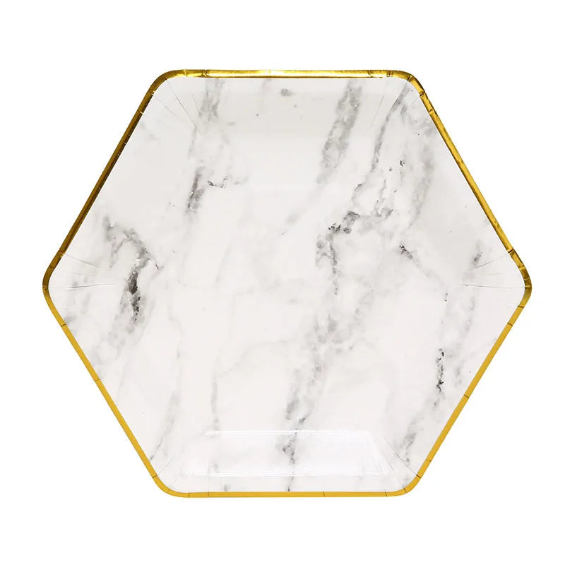 Assiette Jetable Effet Marbré Papier 
