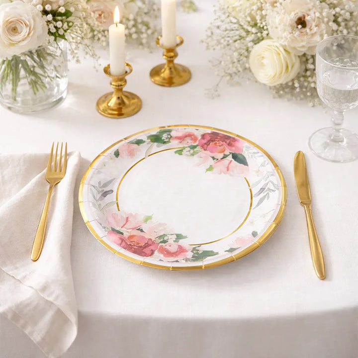 Assiette Jetable Mariage Romantique