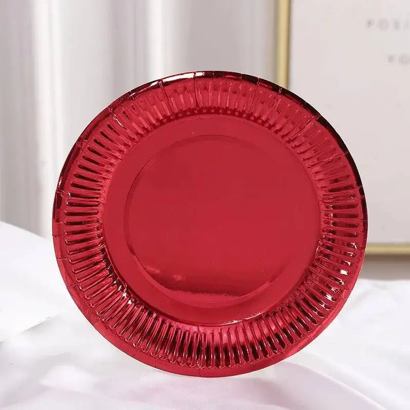 Assiette Jetable Rouge Métallisé Design