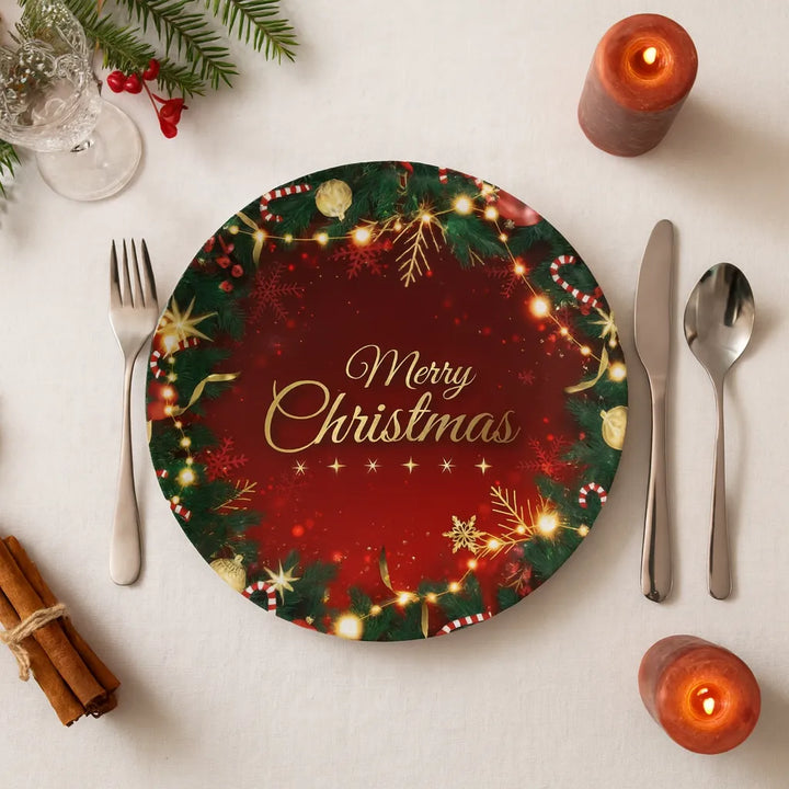 Assiette Jetable de Noël Chic.