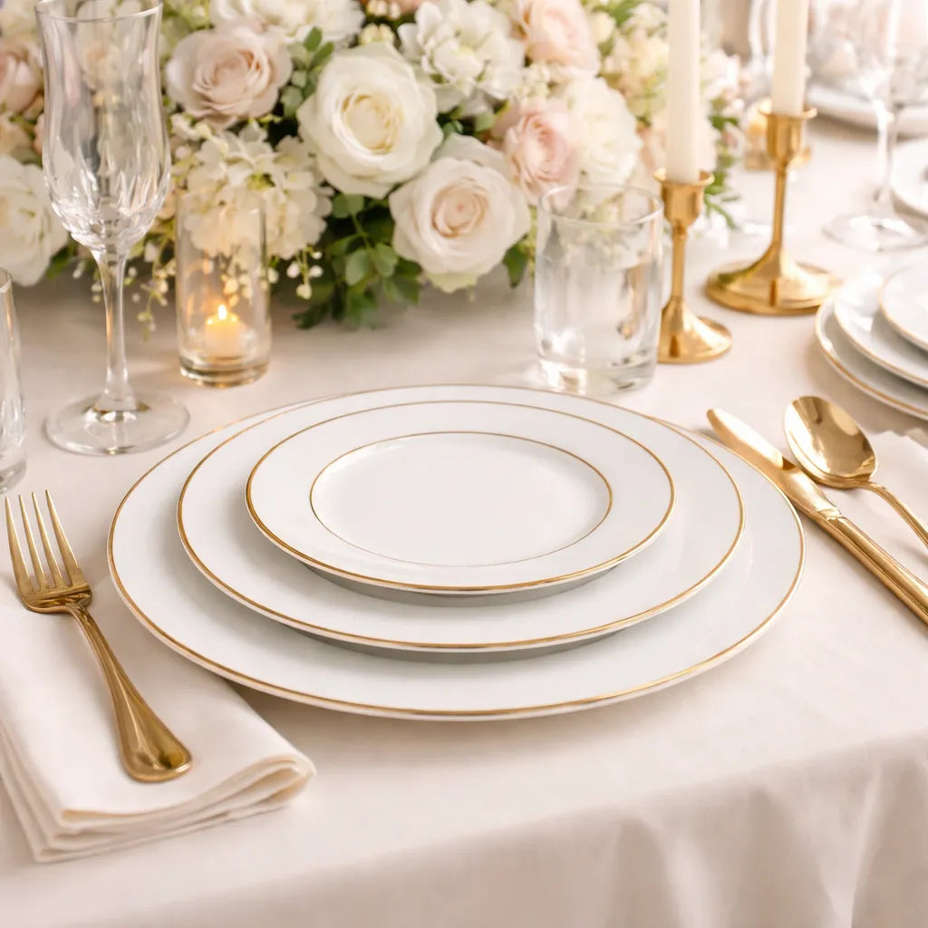 Assiette Mariage Blanche et Doré