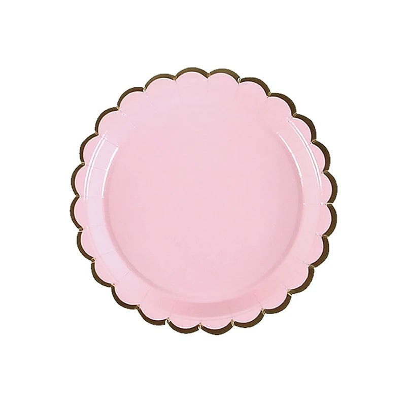 Assiette Ronde Vaisselle Jetable Rose