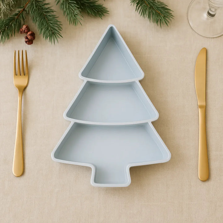 Assiette Sapin Bleue en Plastique.