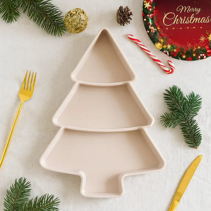 Assiette Sapin Rose en Plastique.