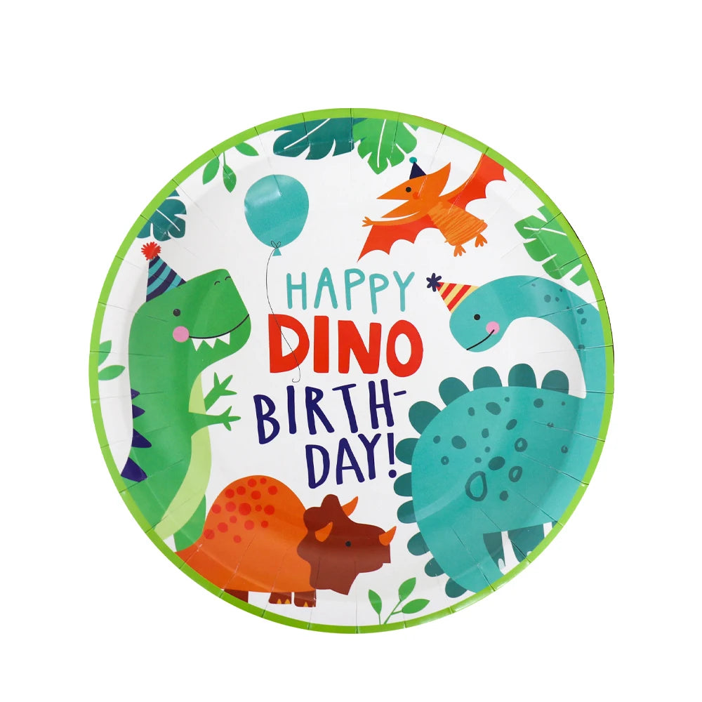 Assiette Vaisselle Happy Dino Birthday Papier 