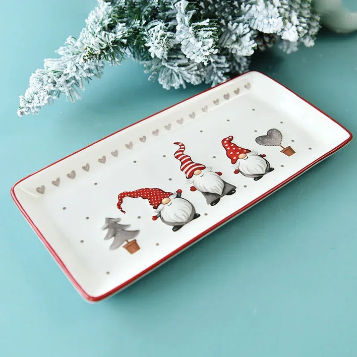 Assiette de Noël Blanche Rectangulaire