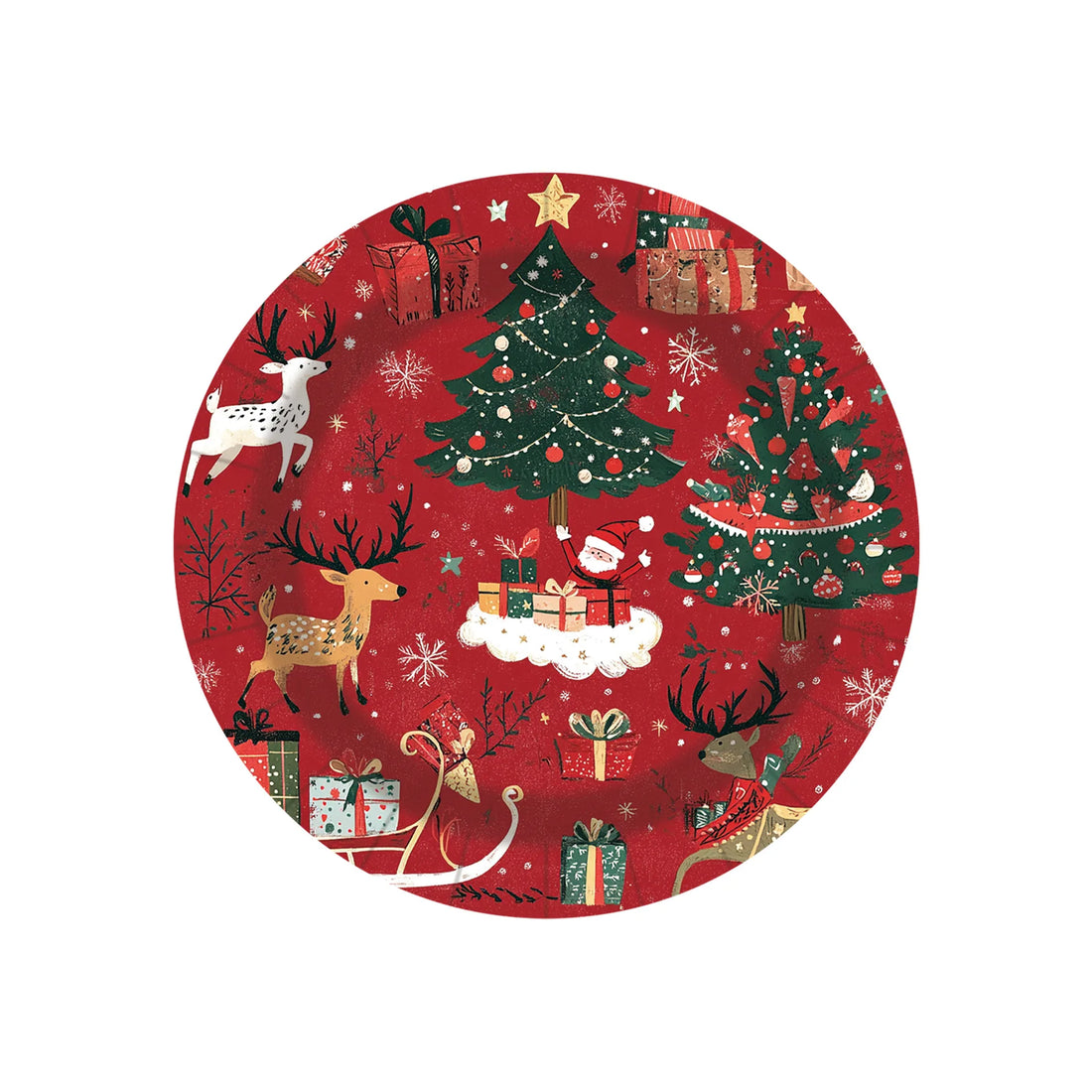 Assiette de Noël Rouge Jetable