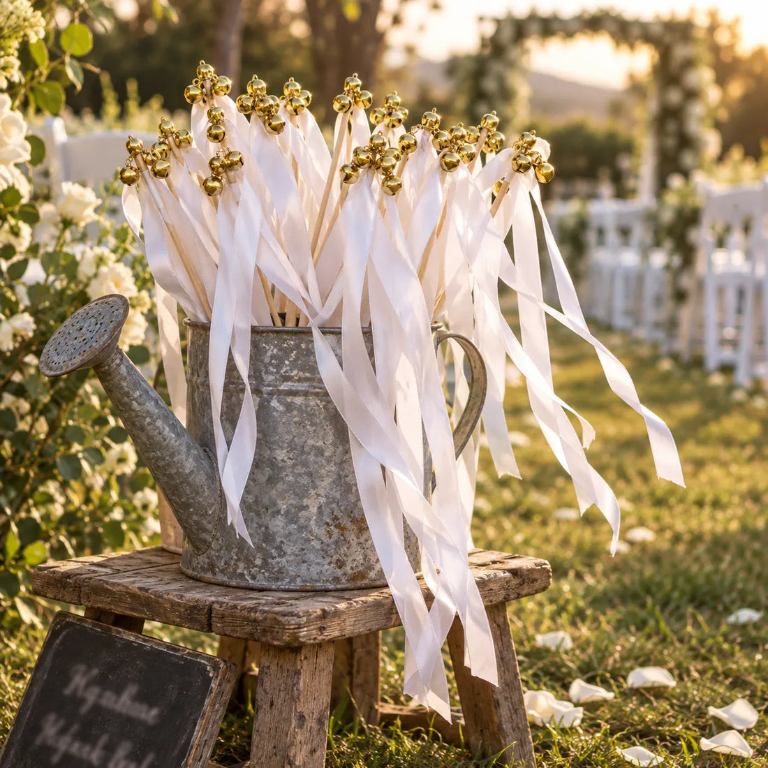 Baguette De Rubans Blancs Mariage Design