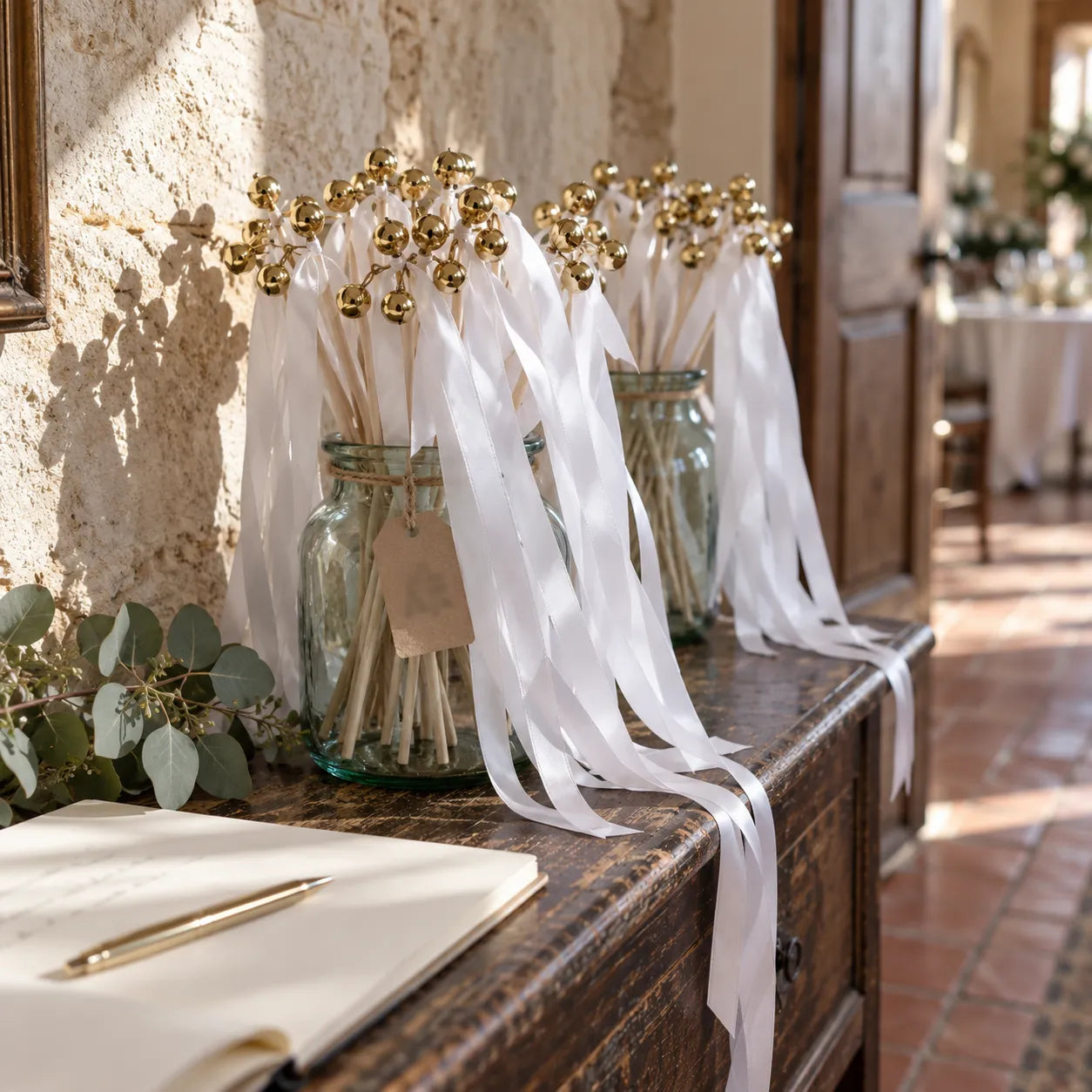Baguette De Rubans Blancs Mariage Unique