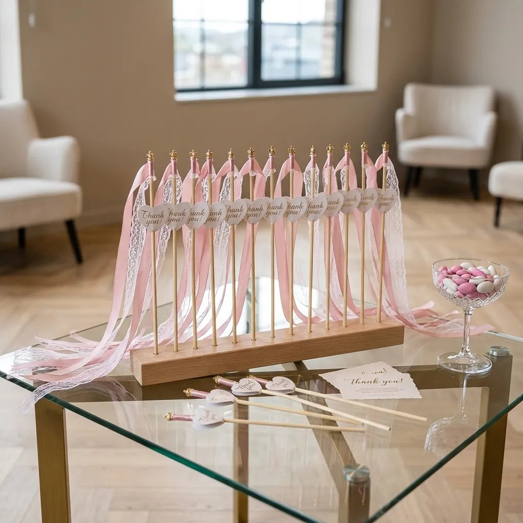 Baguette De Rubans Roses Avec Etiquette Design
