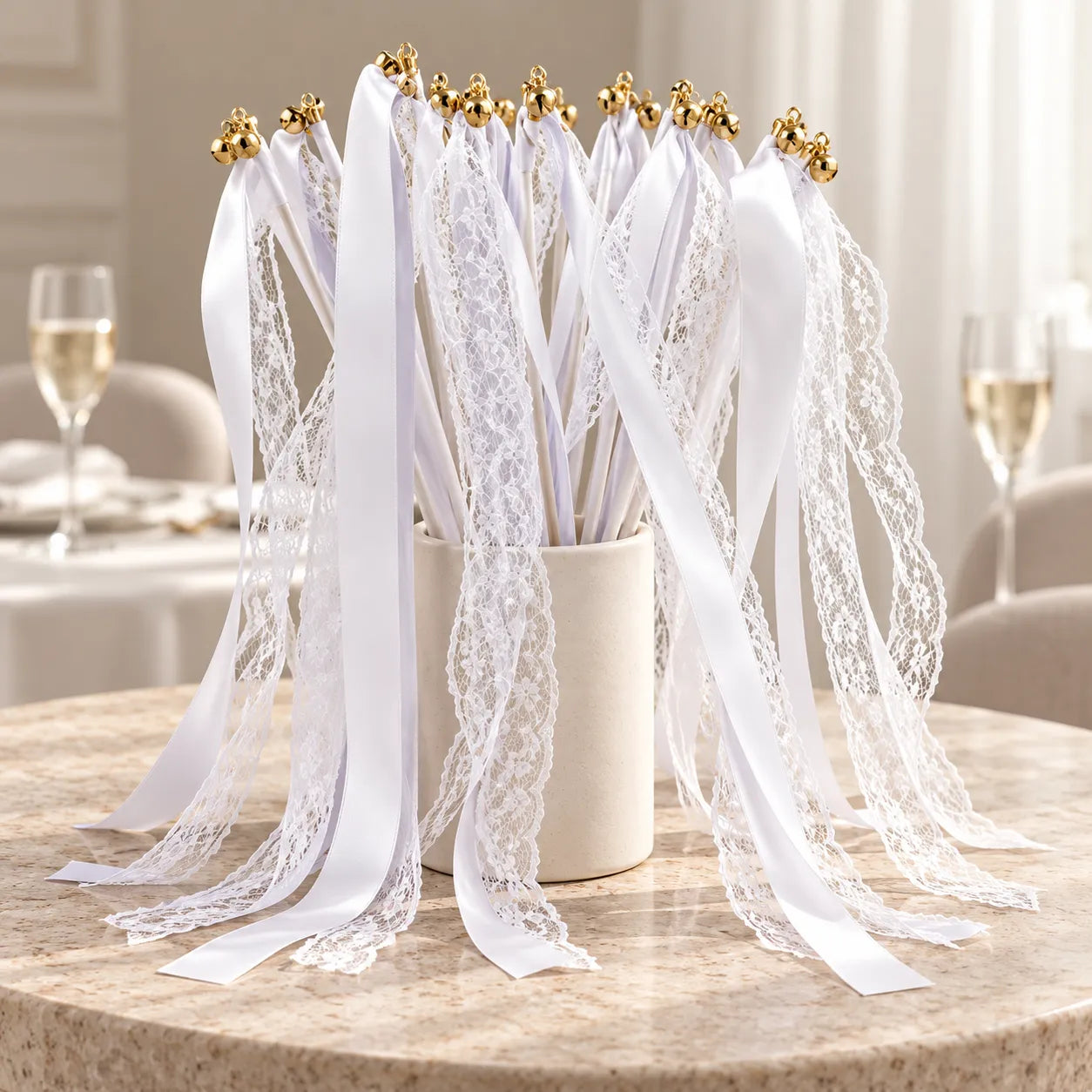 Baguette Rubans Blancs à Dentelle chic