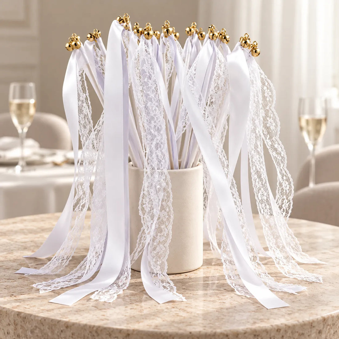 Baguette Rubans Blancs à Dentelle chic