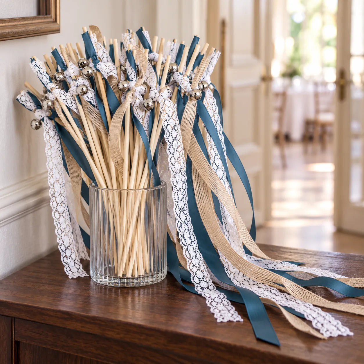 Baguette de Rubans Bleu Dentelles Chic