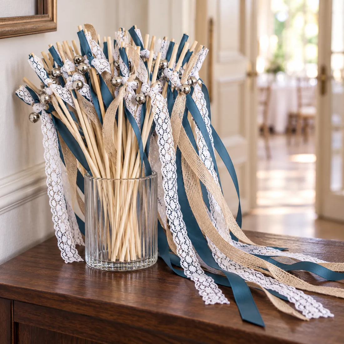 Baguette de Rubans Bleu Dentelles Chic