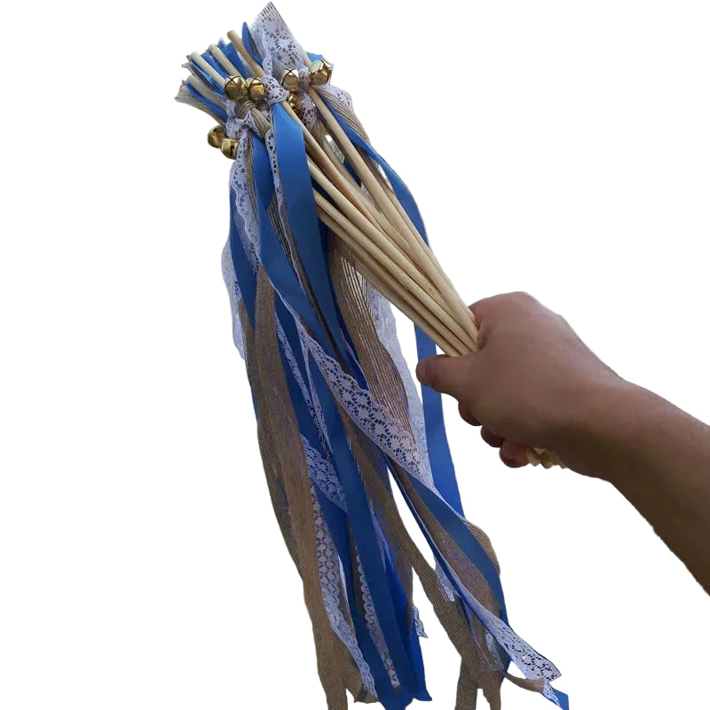Baguette de Rubans Bleu et Dentelle Elégant