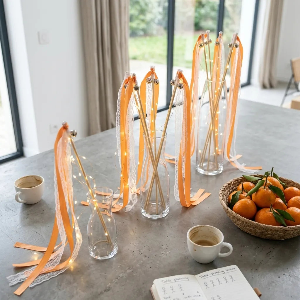 Baguette de Rubans Lumineux Orange Scintillant