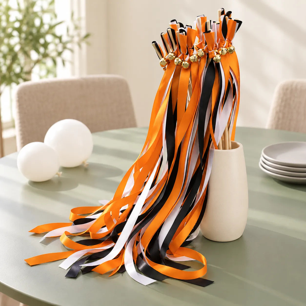 Baguette de Rubans Orange Noir et Blanc classe