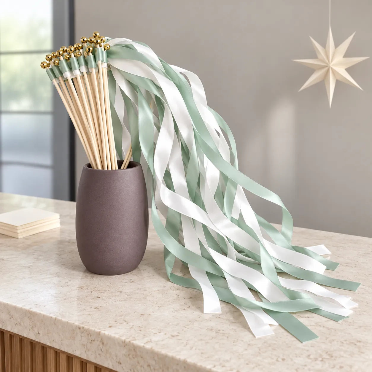 Baguette de Rubans Vert Sauge tendre