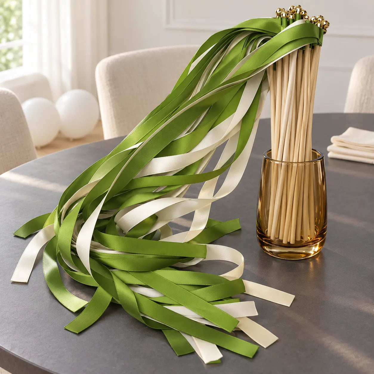 Baguettes De Rubans Verts Mariage chic