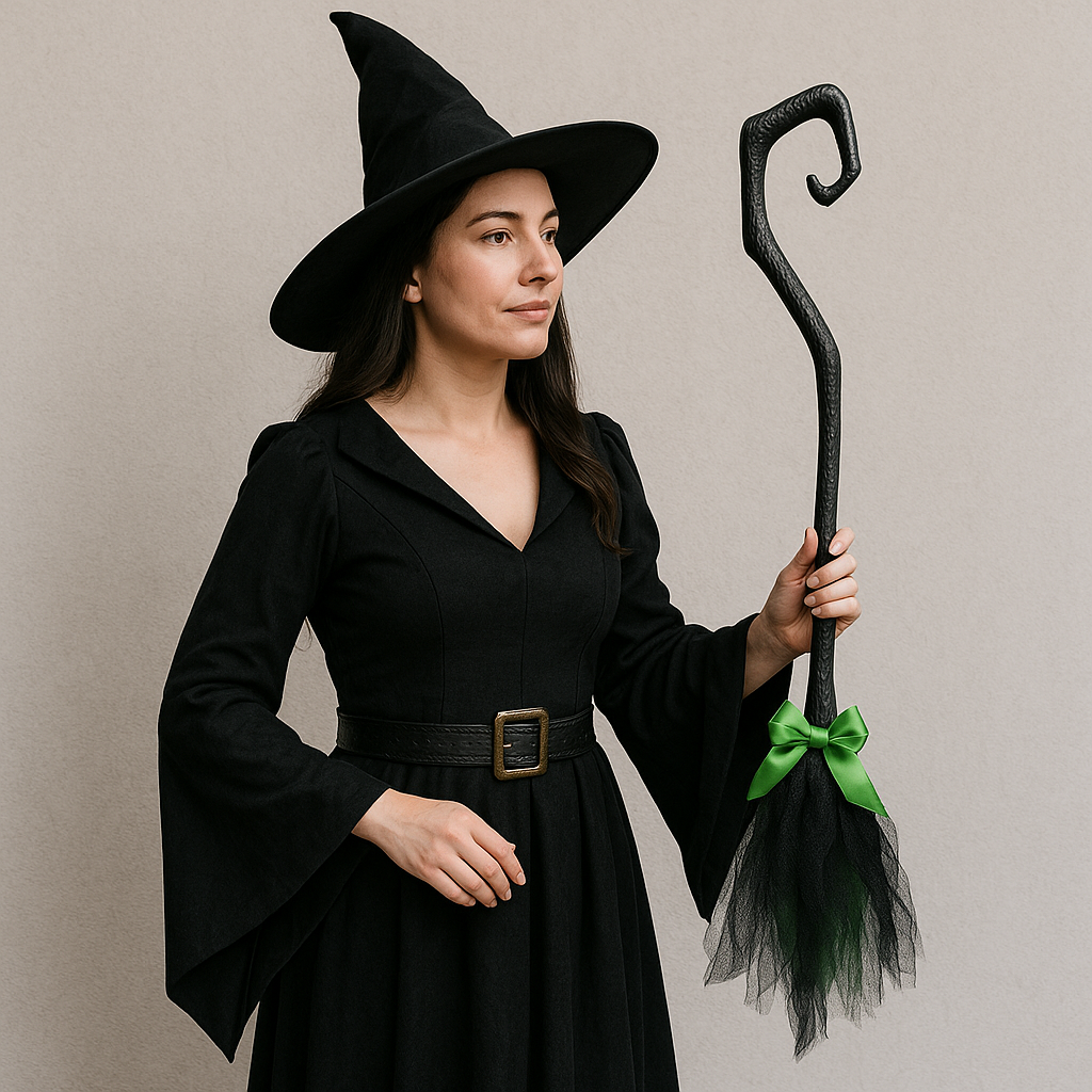 Balai de Sorcière Vert et Noir Adulte