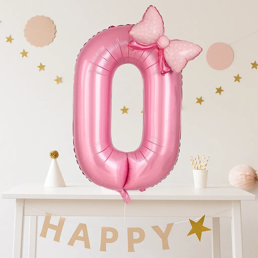 Ballon Anniversaire Chiffre Rose 0