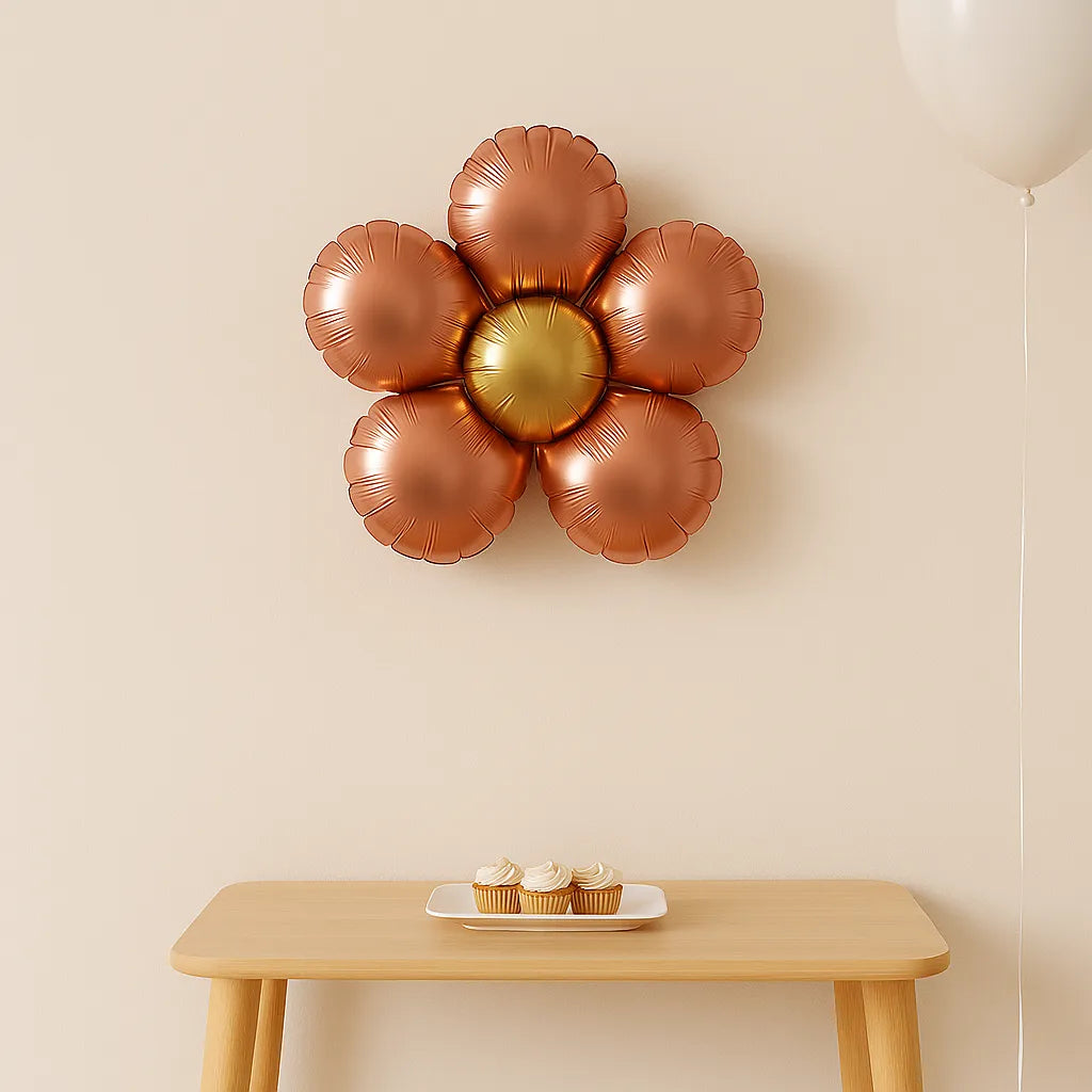 Ballon Anniversaire Fleur Rose Gold