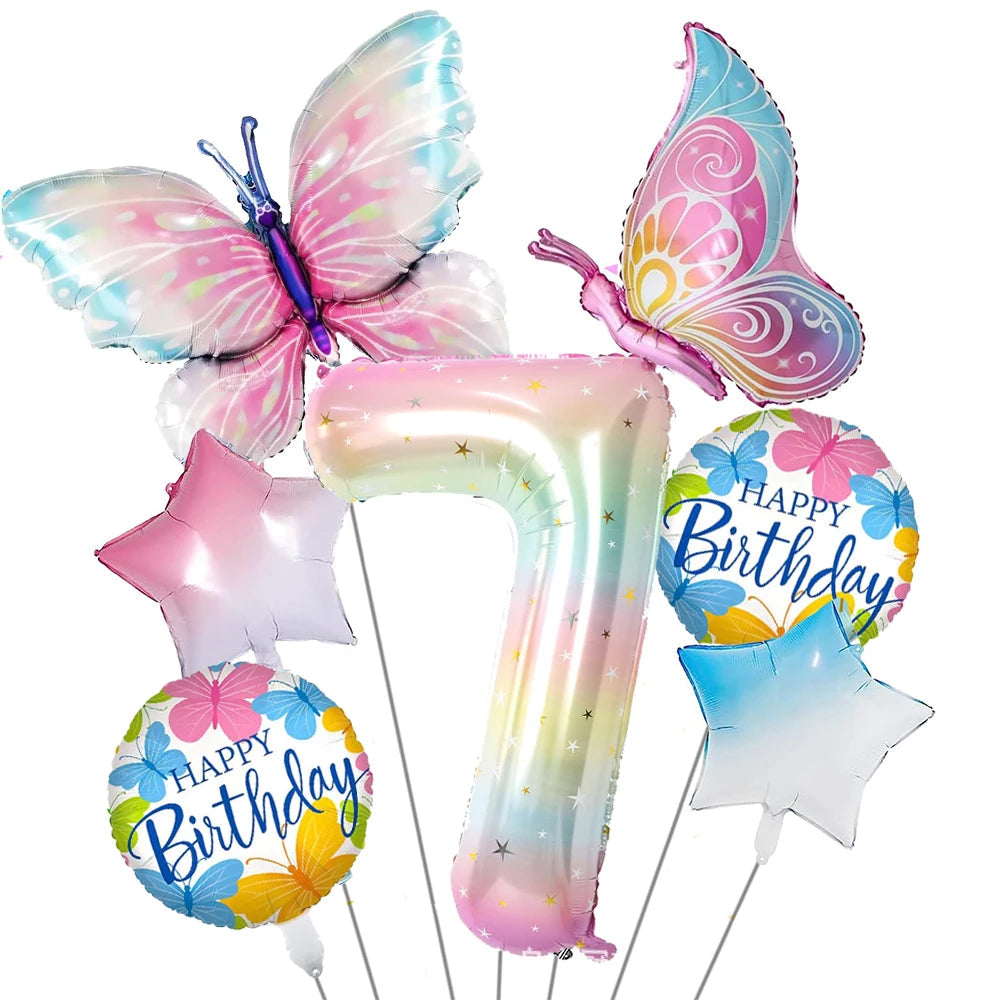 Ballon Chiffre Arc-en-ciel Papillon 7