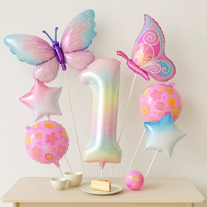 Ballon Chiffre Arc-en-ciel Papillon 1