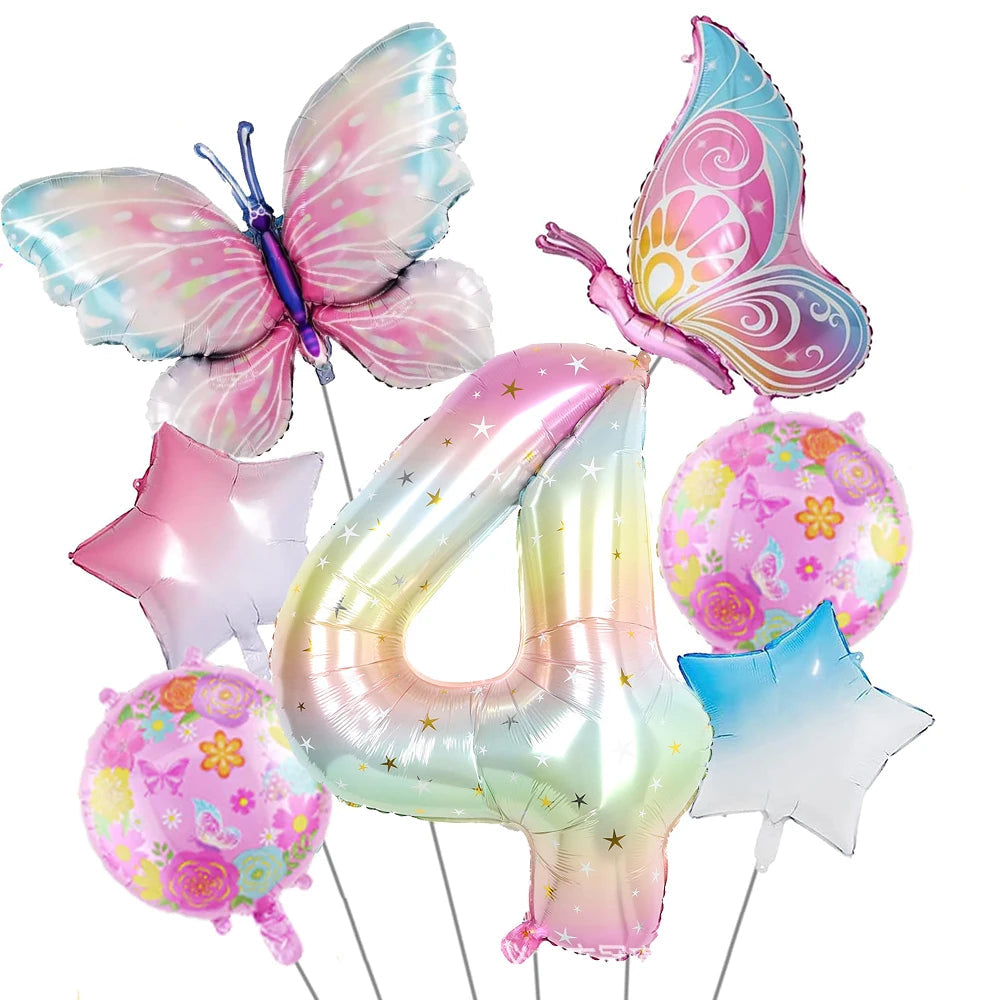 Ballon Chiffre Arc-en-ciel Papillon 4