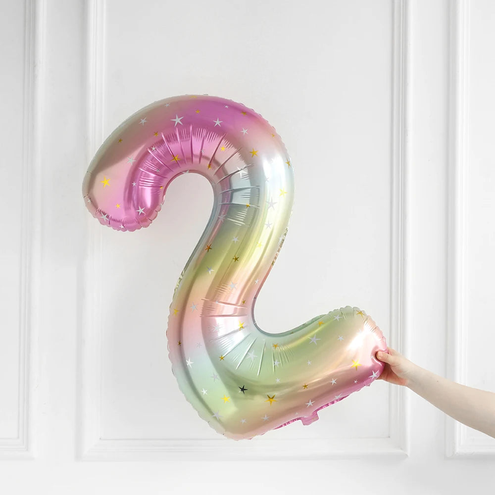 Ballon Chiffre Dégradé Etoilé Kawai