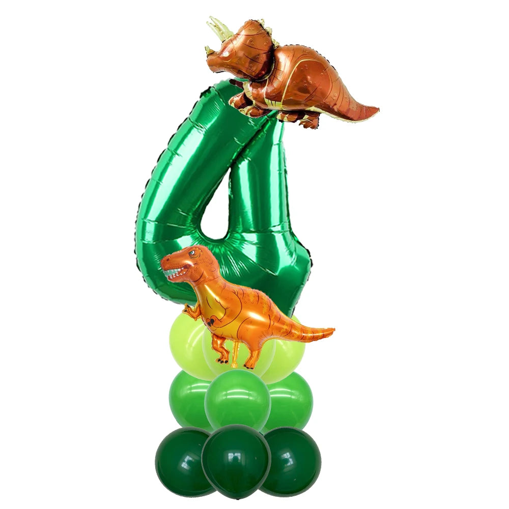 Ballon Chiffre Dinosaure Vert 4