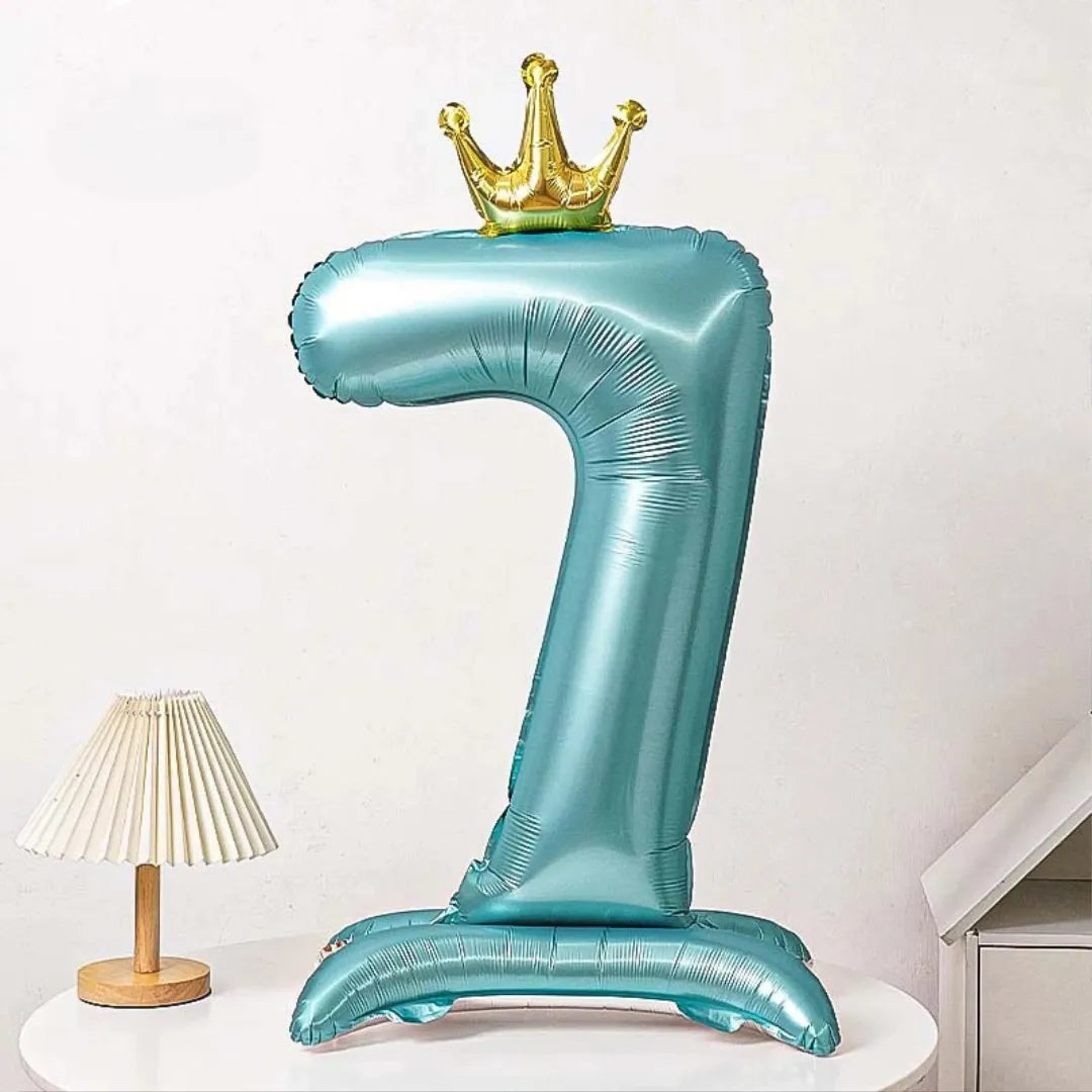 Ballon Chiffre XXL Bleu à Couronne 7