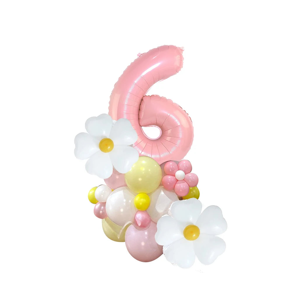Ballon Numérique Fleurs Blanches Mignon