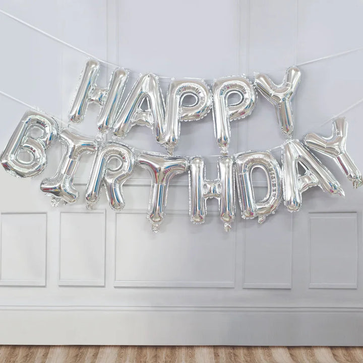 Ballons Anniversaire Happy Birthday Argenté