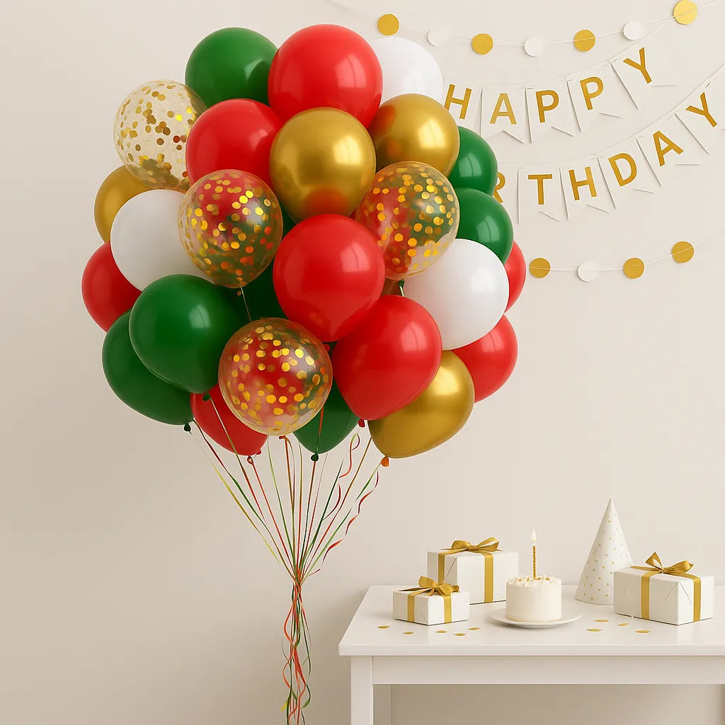 Ballons Anniversaire Rouges et Verts