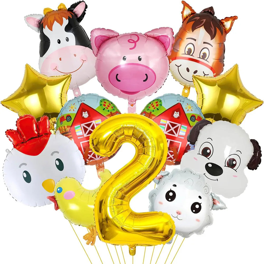 Ballons Chiffre Thème Ferme Unique