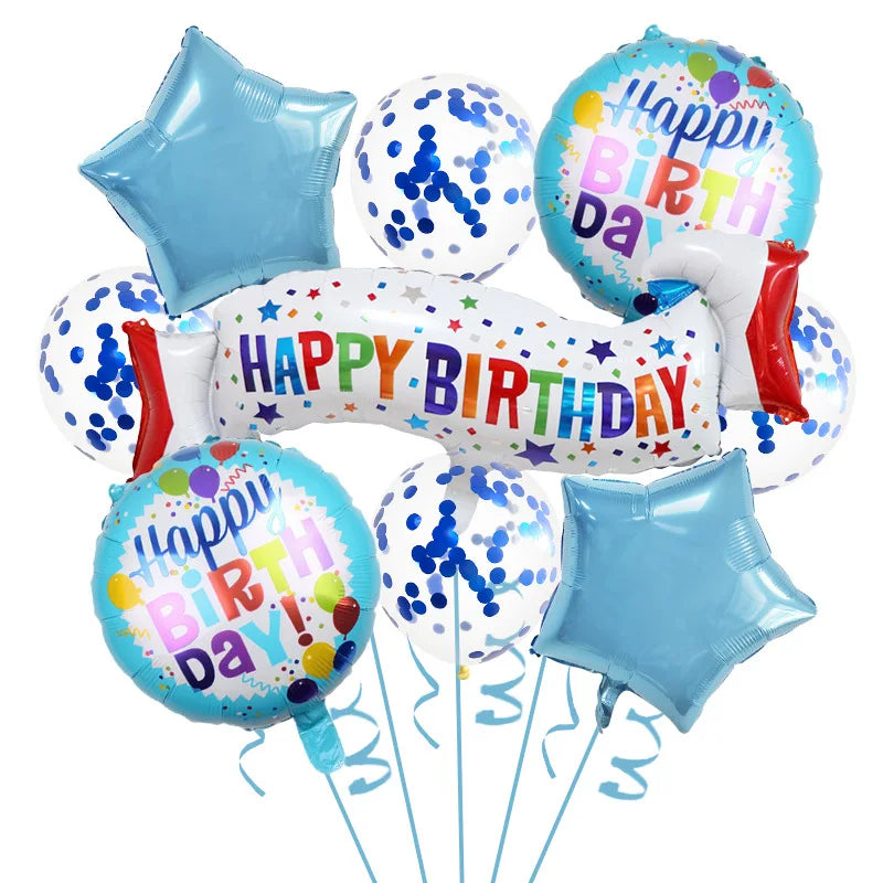 Ballons Gonflables Happy Birthday Bleus Pratique